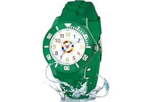 Ayybboo Kinderuhr Jungen Mädchen,Lernuhr Armbanduhr Kinder Analog mit 3ATM Wasserdicht,Weiches Band,Leicht Ablesbar 4-12 Jahre