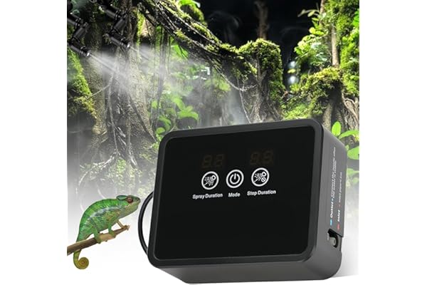 Humidificateur intelligent pour reptiles - Système d'arrosage intelligent pour terrarium - Système de brumisation intelligent - Vaporisateur automatique avec minuterie et buses de pulvérisation