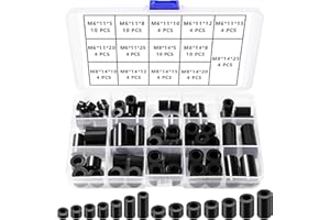 YIXISI 80 Pièces Kit de Rondelles d'espacement Rondes en ABS, pour Vis M6 / M8, Colonne Ronde en ABS Rondelle Entretoise Support, OD 11/14 mm, Noir