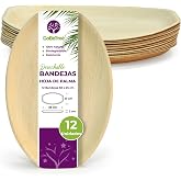 GoBeTree 12 Large Disposable Palm Leaf Trays 15x25cm for Serving | Oval Serving Bowls for Parties, Buffet and Catering, Rigid