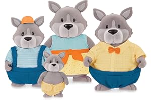 LI'L WOODZEEZ Li’l Woodzeez – GrayPaws Wolf Family – 5pc Toy Set with Miniature Animal Figurines and Storybook – Animal Toys and Accessories for Kids Age 3+
