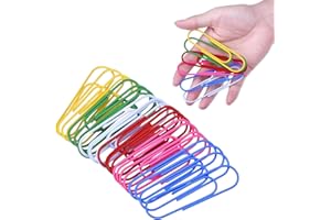 Ansodo 24 Pack 4 Inch Large Paper Clips, Jumbo Paper Clips, 100mm Multiple Colors Paper Clips, Plastic Coated Metal Practical Smooth Surface Easy to Use, for Office School Stationery Document