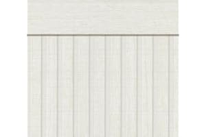 A.S. Création Papel pintado efecto madera crema, blanco 399563 - Papel pintado no tejido Paneles acústicos - Diseño escandinavo de zócalo en formato apaisado - 5,00m x 1,06m - Made in Germany