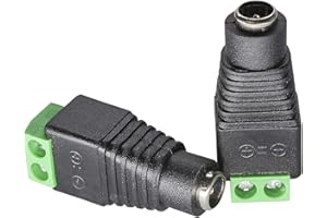 CABLEPELADO Conector de alimentación de CC | Conector jack hembra Alimentación CCTV | Apto para tira LED, altavoces Bluetooth, monitor de cámara CCTV | 12 V CC 1A | DC 5.5 x 2.1 mm | Hembra | 1 ud