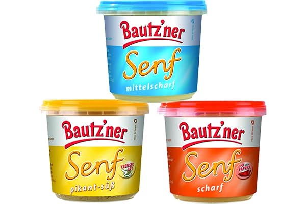 Bautzner Senap 3 x 200 ml gourmeter medelskarp, pikant-söt, vass