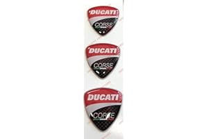 ADESIVI COMPULSIVI Stemma logo decal DUCATI CORSE, tris adesivi resinati, effetto 3D. Per SERBATOIO o CASCO