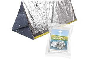 BRAMBLE Tente de Survie d'Urgence Réutilisable pour 2 Personnes (240x150x90cm) avec Corde en Nylon (540cm) - Sac de Couchage, Couverture Thermique pour Extérieur, Camping, Randonnée