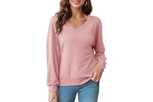 Runcati Felpa da donna con scollo a V, senza cappuccio, a maniche lunghe, leggera, alla moda, per autunno e primavera