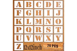 LYPER Juego de Plantillas de Letras de 12x 12 Pulgadas, 26 Unidades, Plástico, Reutilizables, Plantillas de Aprendizaje para Pintar Paredes de Madera, Decoración del Hogar,Manualidades,Nombre Familiar