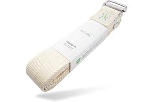 BACKLAxx ® Cintura yoga 100% cotone per principianti ed esperti – Fascia per stretching con chiusura in metallo [250 x 3,8 cm] – Cinghie yoga Fascia stretching Cinghie per yoga Yoga straps