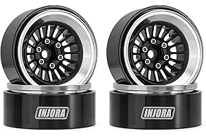 INJORA 1.3" Beadlock Felgen CNC Aluminium Räder für TRX4M SCX24 1/24 1/18 RC Crawler Auto Upgrade，Silber Schwarz