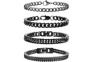 ESMOLY 4-Częściowa Męska Srebrna Złota Czarna Bransoletky ze Stali Nierdzewnej 19cm/21cm/23cm Męski Prezent