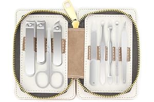 I·B·N G Set Tagliaunghie Set di Forbici per Unghie in Acciaio Inossidabile da 9 Pezzi