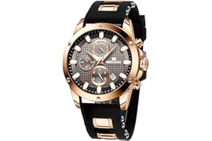 MEGALITH Mens Watches Chronograph Waterproof Watches for Men Analogue Designer Wrist Watches Quartz Luminous Date Rubber Gents Watches