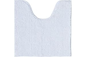 Decomira Alfombra de Baño Antideslizante de Chenilla | Alfombrilla súper Absorbente y Lavable a máquina | para el baño, la Ducha, la bañera o como Alfombra WC | Blanco - 45x45 cm WC