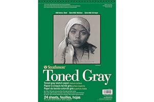 Strathmore 400 Toned 118gsm Paper Spiral Bound Sketchpad, Fine Grain, 11 x 14 in, 24 Sheets, Ideal for Professionals & Students