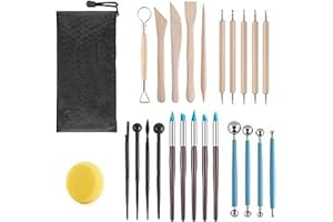 Crifeton Set di 25 Strumenti per la Ceramica - Strumenti per Modellare l'argilla e la Ceramica - Strumenti Ideali per Lavorare, scolpire, Modellare e plasmare - Ottimo Regalo per artisti e creativi!