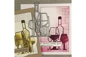 jiashemeng Bouteille De Vin en Verre Métal Matrices Bricolage Scrapbooking Gaufrage Papier Carte Album Artisanat, Joyeux Anniversaire Découpe Cartes