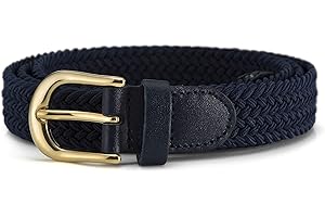 Streeze Ladies Stretch Belts - 5 Sizes Elasticated Woven Braided Fabric. 1 inch Wide with Gold Buckle.