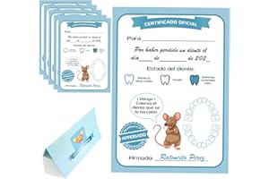 MFS MYFUTURSHOP Myfuturshop® Carta ratoncito Pérez Certificado de diente limpio 10 Unidades. Regalo original para niño y niña. Azul