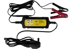 AA AA4956 Car Battery Charger Maintainer UK Plug Fully Automatic with Crocodile Clamps Eyelet Connectors As Used By AA Patrols,Black/Yellow,1.5 Amp 6 V/12 V, Packaging May Vary