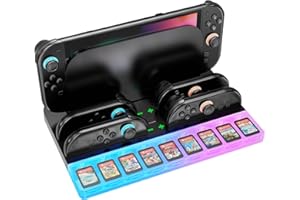 Reddening Switch 2 Controller Ladestation für Nintendo Switch 2 Joy-Con, RGB Switch 2 Ladestation mit 9 Spielefächern & Halterung für Docking-Station, 4-Fach Schnellladegerät für Joy-Con 2 Controller