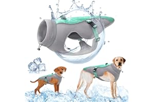 TOPSOSO Gilet Rafraîchissant pour Chien avec Protection Solaire - Manteau en Maille Respirante pour Chiens - Réfléchissantes, Sangles RéGlables, Harnais avec Fermeture en D, Vert XXL