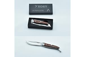 EIDER Navajas de Albacete, Navaja de Albacete, Navaja albacete, Navaja, Cuchillo plegable, Navajas de bolsillo, Navajas pequeñas, Navajas artesanas hechas a mano, Navaja asta de ciervo, (MIKARTA-ROJA)