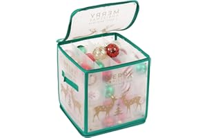 EDWINENE EDWINENEChristmas Ornament Storage Box, Christmas Bauble Storage Box,64 Compartment Christmas Storage Box With Dividers for Christmas Ornament Decorations (Reindeer)