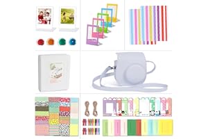 Riosin Instant Mini 12 Accessories Compatible with Fujifilm Instax Mini 12 Camera,Include mini 12 Case,Album,Filters,Frames,Stickers(Clay White)