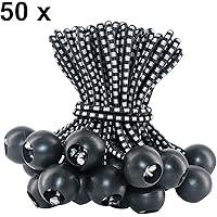 VEVIK Spanngummis mit Kugel 50 Packungen Gummispanner 10cm Ball Bungee Cord für Zelt Planen Banner