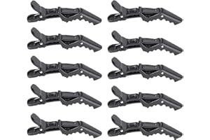 WENDERGO 10x Crocodile Hair Clips Barrette,Professional Styling Hair Clips,Sectioning Clamp for Thick Hair,with Nonslip Grip and Wide Teeth for Salon Home Use Women and Girls (Black)