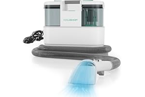 HAUSHOF Lavatappeti Portatile 450W, Lava Divano ad Acqua 1,5L con Detergente e Spazzola per Giunti, 84db Lava Tappezzeria per Pulire Divano, Sedili Auto, Moquette e Tappeti, Lava Divani e Aspira Acqua