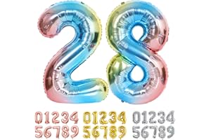 Ponmoo Foil Globo Número 28 82 Azul, Gigante Numeros 0 1 2 3 4 5 6 7 8 9 10-19 20-29 30 40 50 60 70 80 90 100, Grande Globos para La Boda Aniversario, Globo de Cumpleaños Fiesta Decoración