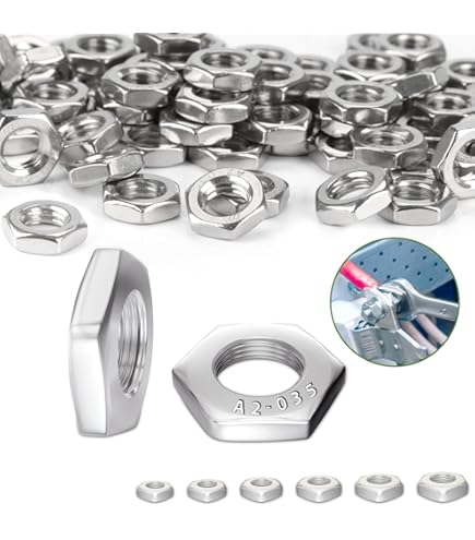 PATIKIL M7 x 0,75 stalen zeskantmoeren, 60 stuks, metrische schroefdraad, gegalvaniseerd, hardware, moeren, schroeven, schroeven, apparaten, bevestiging voor lampen, machines, onderhoud, 2 mm hoogte