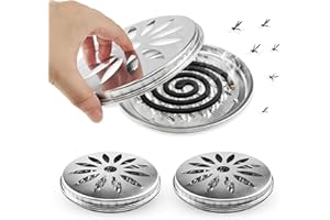 RHHGHY 3 Pezzi Porta Incenso Con Coperchio, Acciaio Inox Porta Zampirone Round Incenso Coil Holder, per Casa, Campeggio, Viaggi