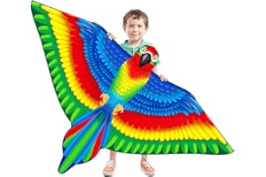 HYMAZ Huge 3D Parrot Kites for Kids Ages 4-8 Easy to Fly, Beach Colorful Kite for Children and Adults, Perfect for Girls Boys Garden Park Flying Toys Children Outdoor Activites Games (Green)