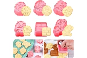 YISKY Cottura Stampi Biscotti, 6 Pezzi Mario Stampini Biscotti, Stampi Biscotti Plastica, Stampi 3D Biscotti, Stampi Biscotti Bambini, Stampo Biscotti Cartone Animato, per Decorare Biscotto Dolci Torta