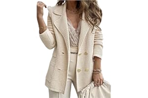 VAGBALENA Chaqueta de Traje Informal para Mujer Chaqueta de Oficina de Trabajo con Solapa de Manga Larga Solapa con Solapa Ropa de Trabajo Abotonada Chaqueta de Oficina