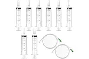 XWCHASA 8 Stk 60ml (50ml) Spritze mit 2 Stk Schlauch, Steril Spritzen mit Deckel Kunststoff Spritze zum öl Bremsflüasigkeit, Brusternährungsset, Plastik Spritze zum Kleine Haustierfütterung