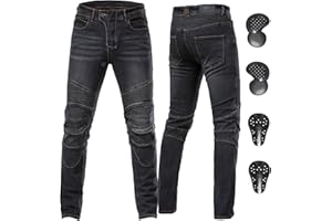 ForMTRider Jeans Moto Homme avec Armure CE,Pantalons en Denim Élastique pour Équipement de Cyclisme Toute Sais