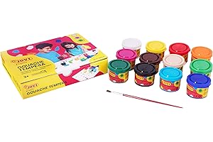 Jovi 152818 - Caja de 12 botes de tempera escolar de 35 ml, gel licuado en colores vivos, 1 unidad, Multicolor