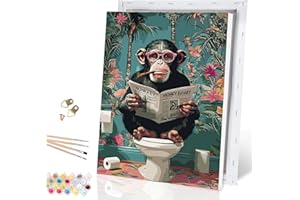 Galmcook Malen nach Zahlen Erwachsene mit Rahmen Gorilla - paint by numbers adult Set mit 4 Pinseln und Acrylfarbe - DIY Ölgemälde Set für Anfänger und Erwachsene 30x40cm