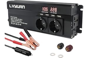 Cantonape 1000W inversor de Corriente，Transformador 12V a 220V，con 4 USB 3 Tomas & Pantalla LED，Convertidor Onda Modificada para Phone Pad y Tableta Laptop （Pico 2000W） Inversor para Coche