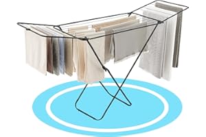 Dekohome Tendedero Plegable con Alas y Estructura Metálica Ligera, Superficie de Tendido 20m con Bloqueo de Seguridad, para B