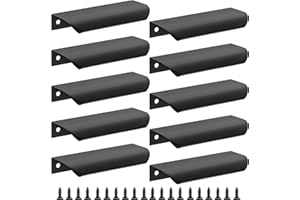 Malimali 10 Pack Black Kitchen Cupboard Handles Finger Edge Pulls for Cabinets and Drawers, 120mm Wardrobe Door Handles Modern Aluminum Bathroom Cabinet Handles, Matte Black