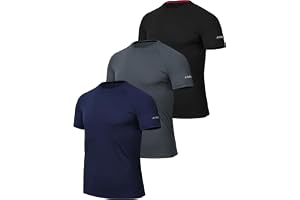 Zoofly Men's Sports T Shirt 3 Pack Gym Activewear Tshirt Quick Dry Running Training Shirt Mens Gym Wear Exercise Top