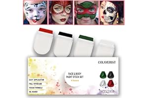 COLAYERIST Body Painting Colori Face Paint, Trucchi Halloween Make up Adulti 4 Colori, Bianco e Nero e Effetti Speciali per Halloween Vampiro Joker