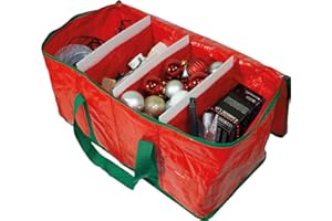 Netagon Christmas Tree Wrapping Papers Wreath Decorations Bauble Box Storage Bags Xmas Organiser Holder (Light & Decoration Storage Box)