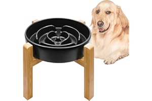 MOPANG Gamelle Anti-Gloutonie pour Chiens de Moyenne et Grande, Bols Surélevés en Céramique pour Slow-Feeder, Antidérapante Gamelle pour Chiens, Ø 21cm, 1000ml, Gris Foncé